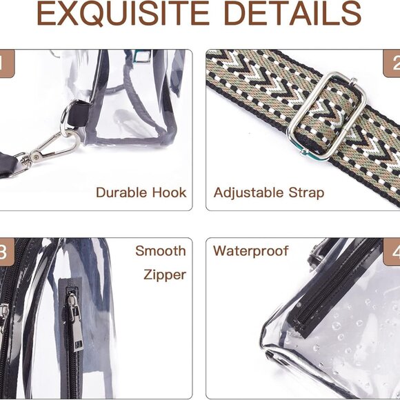 Clear Bag for Stadium Events Clear Purses for Women Stadium Crossbody Fanny Pack - Picture 5 of 6